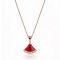 Divas' Dream Red Double Fan Pendant Necklace