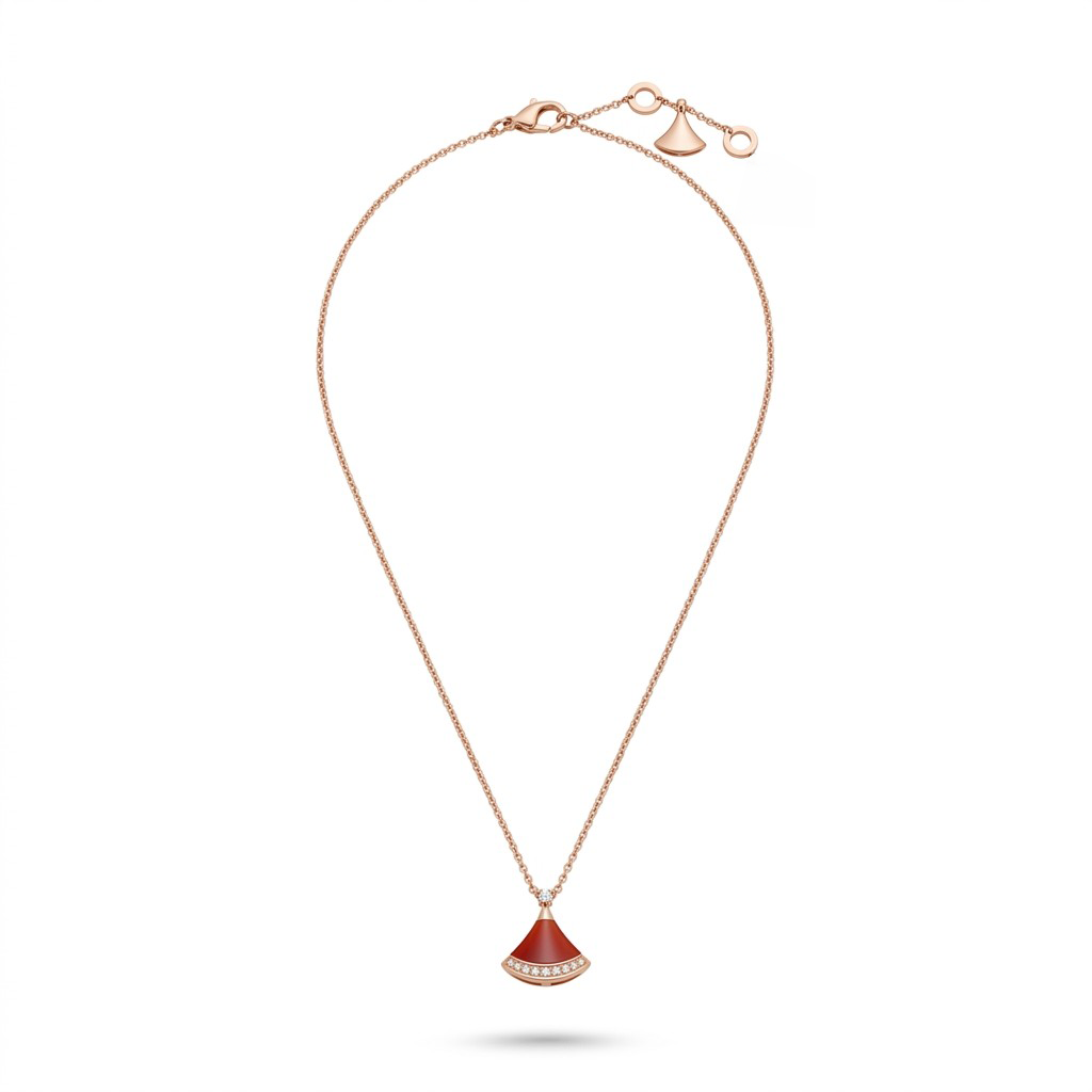 Divas' Dream Red Fan Drop Necklace