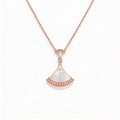 Divas' Dream White Double Fan Pendant Necklace