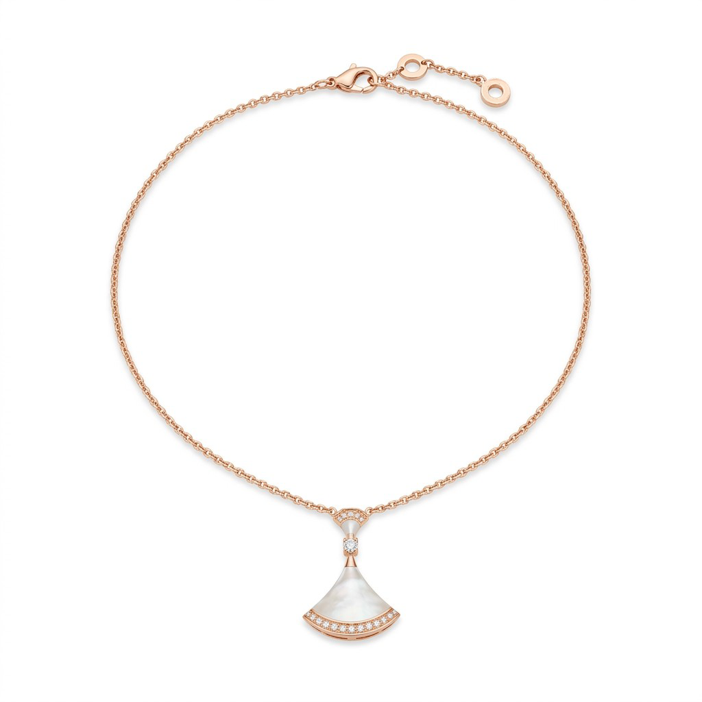Divas' Dream White Double Fan Pendant Necklace