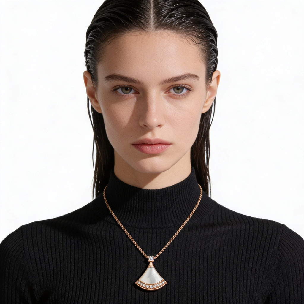 Divas' Dream White Fan Drop Necklace