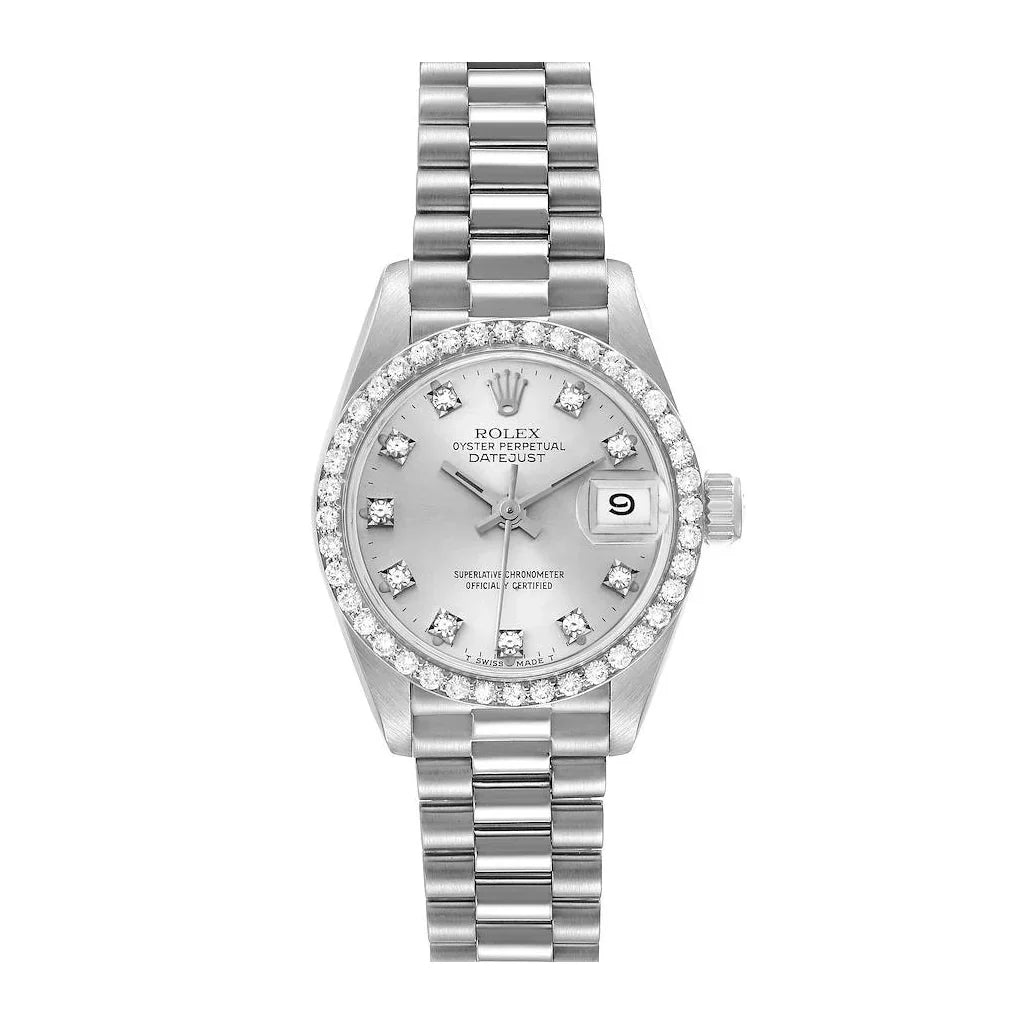 Elegant Automatic Ladies Watch With Diamond Bezel And President