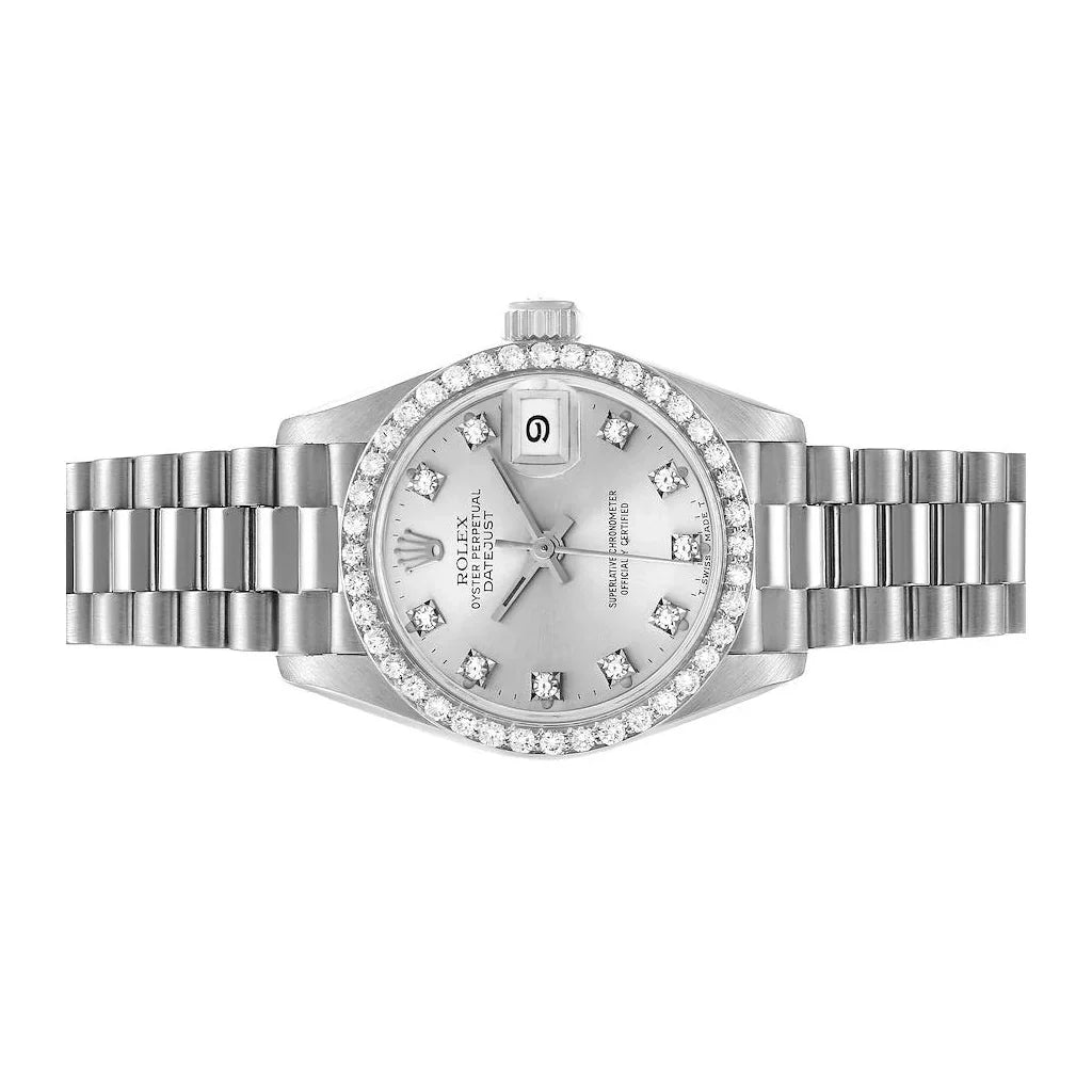 Elegant Automatic Ladies Watch With Diamond Bezel And President