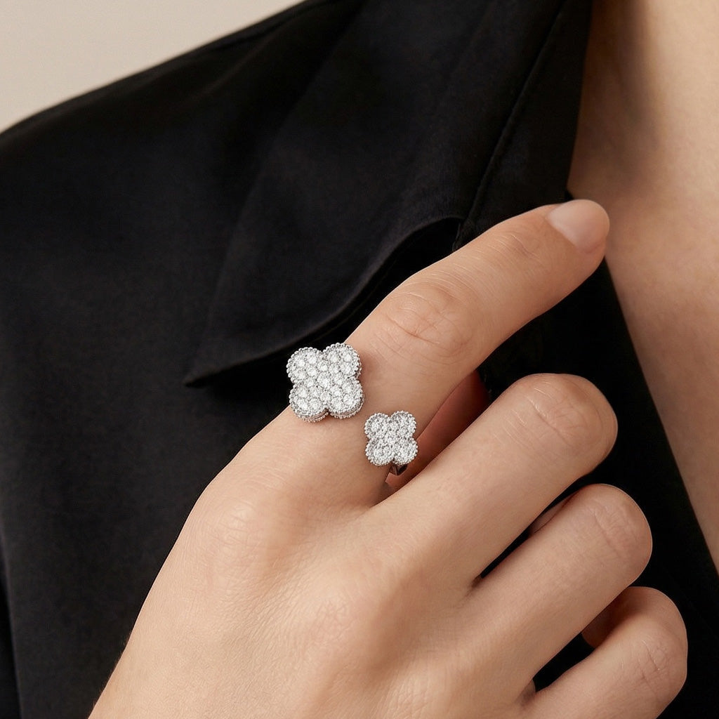 Floral Clover Between The Finger Ring