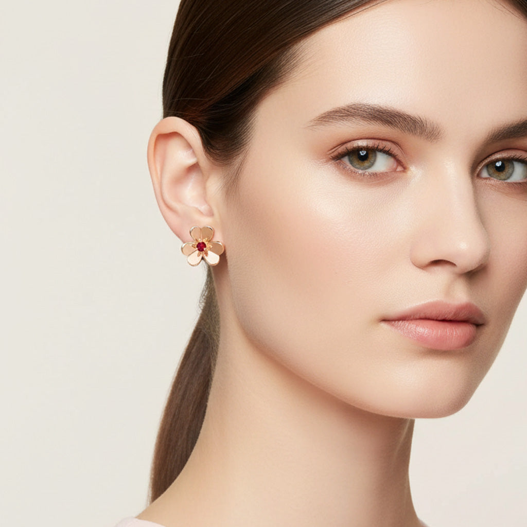 Frivole Mini Red Flower Earrings