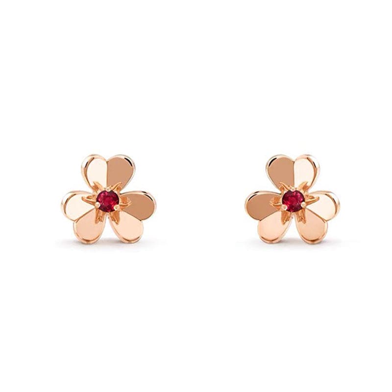 Frivole Mini Red Flower Earrings