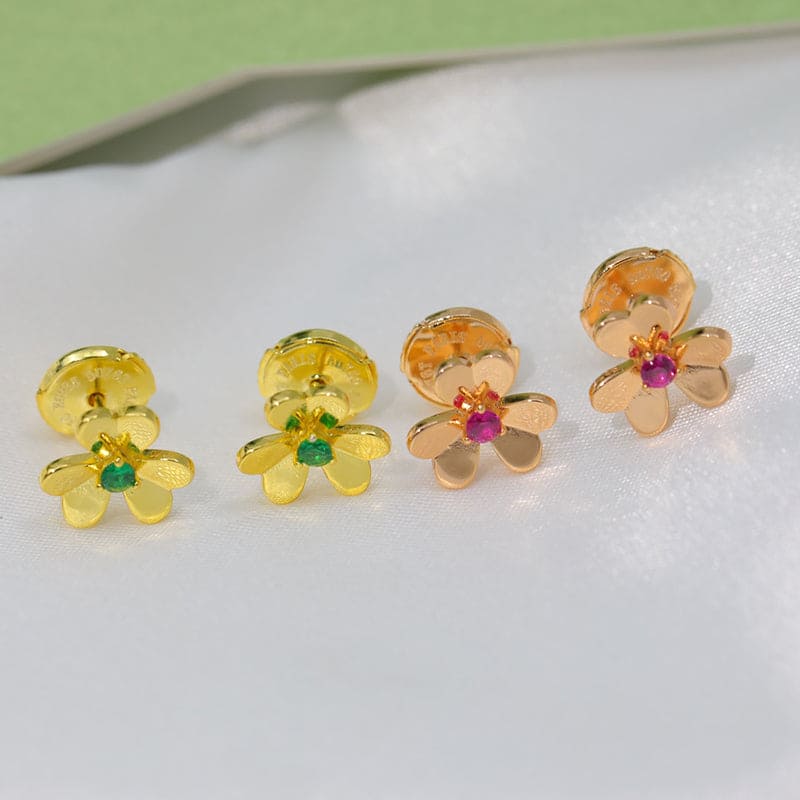 Frivole Mini Red Flower Earrings