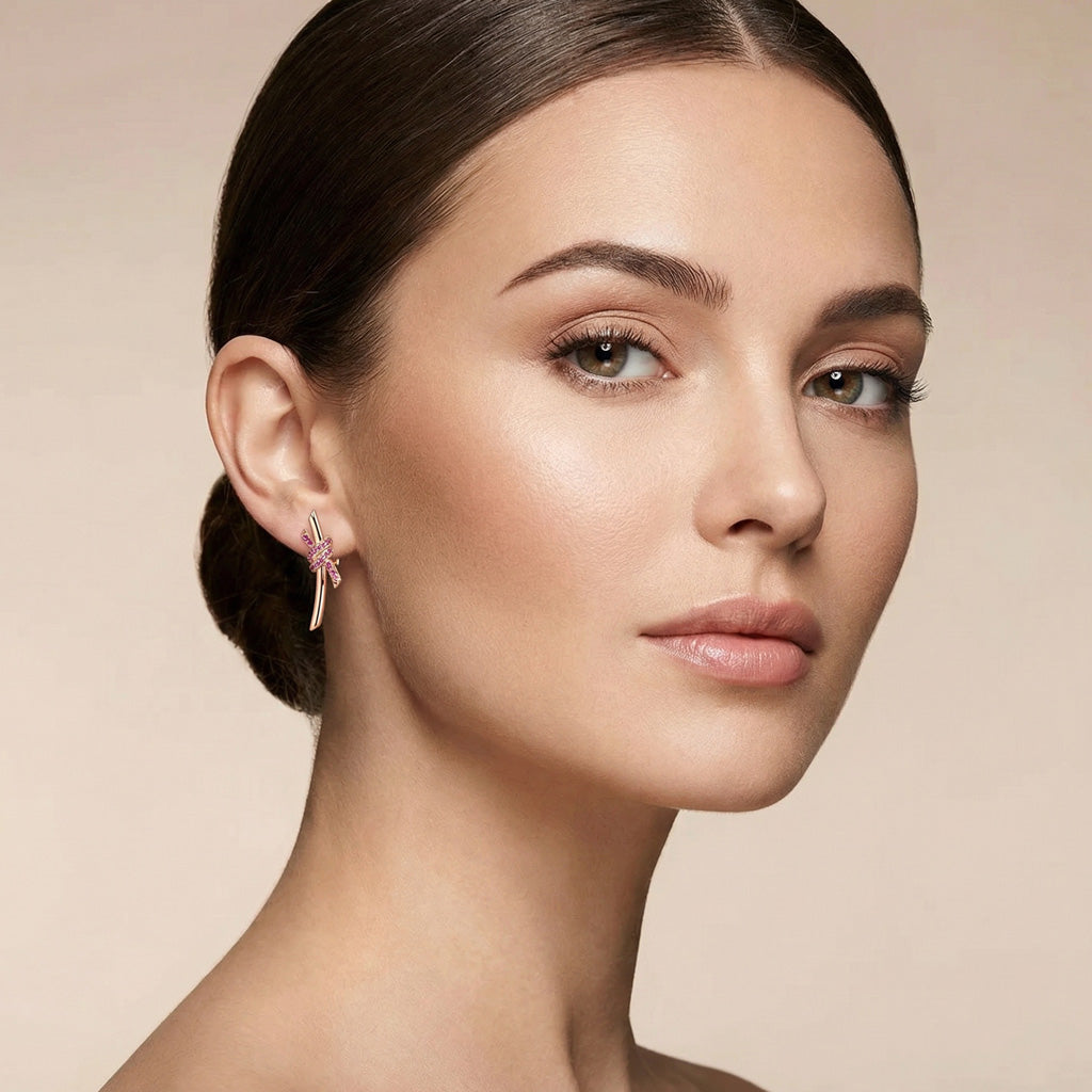 Knot Earrings With Pink