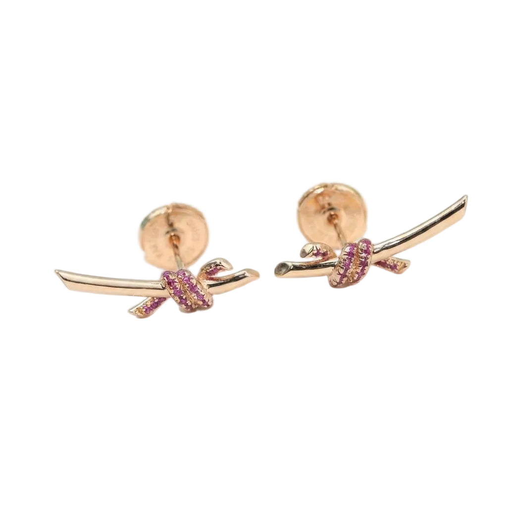 Knot Earrings With Pink