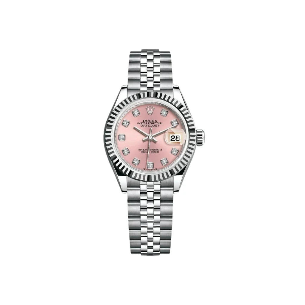 Lady Datejust Automatic Watch With Fluted Bezel And Diamond Hour Details