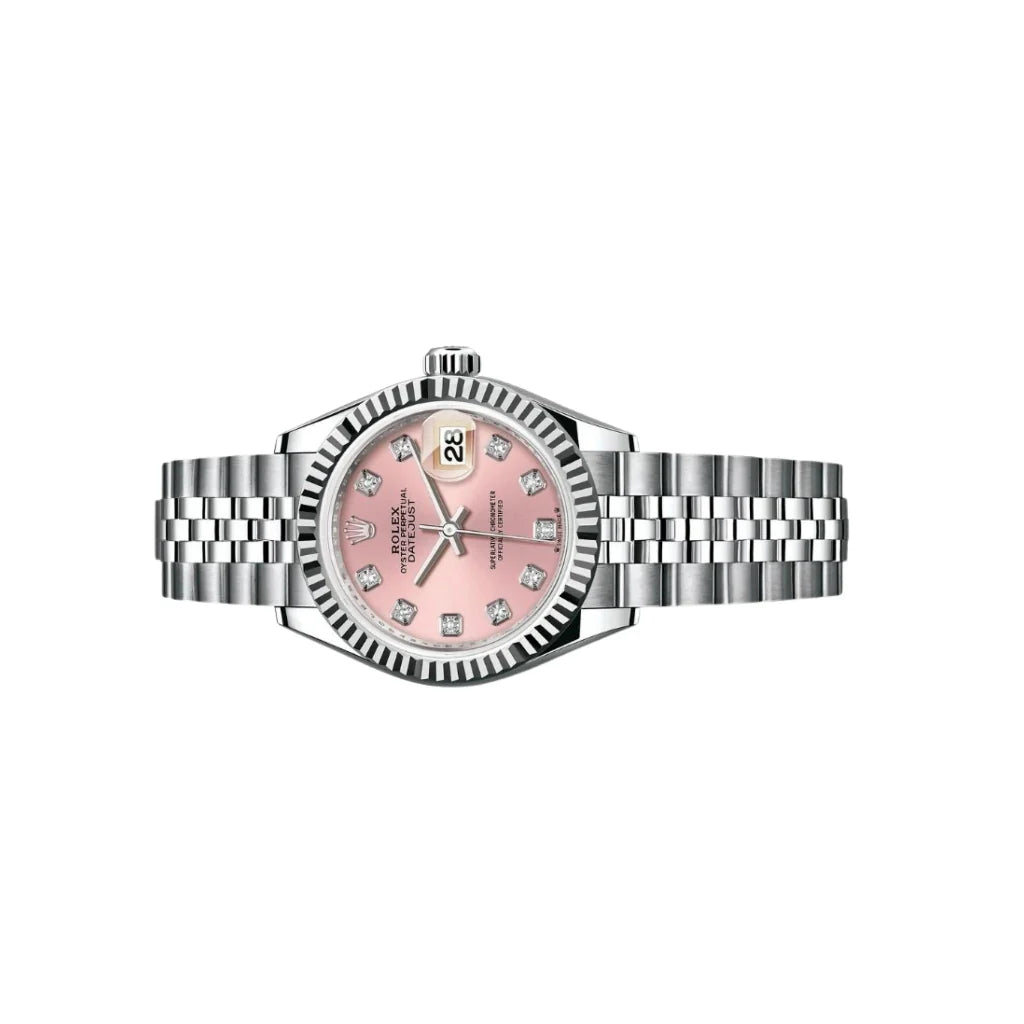 Lady Datejust Automatic Watch With Fluted Bezel And Diamond Hour Details