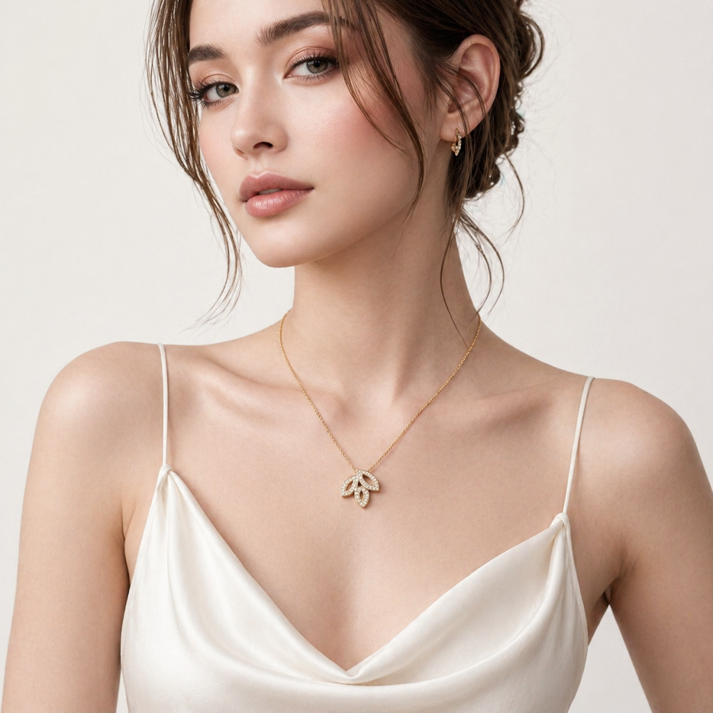 Lily Cluster Pavé Pendant Necklace Small