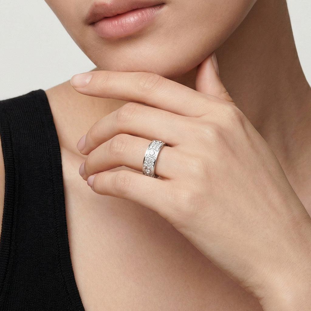Love 6 Diamonds Paved Ring