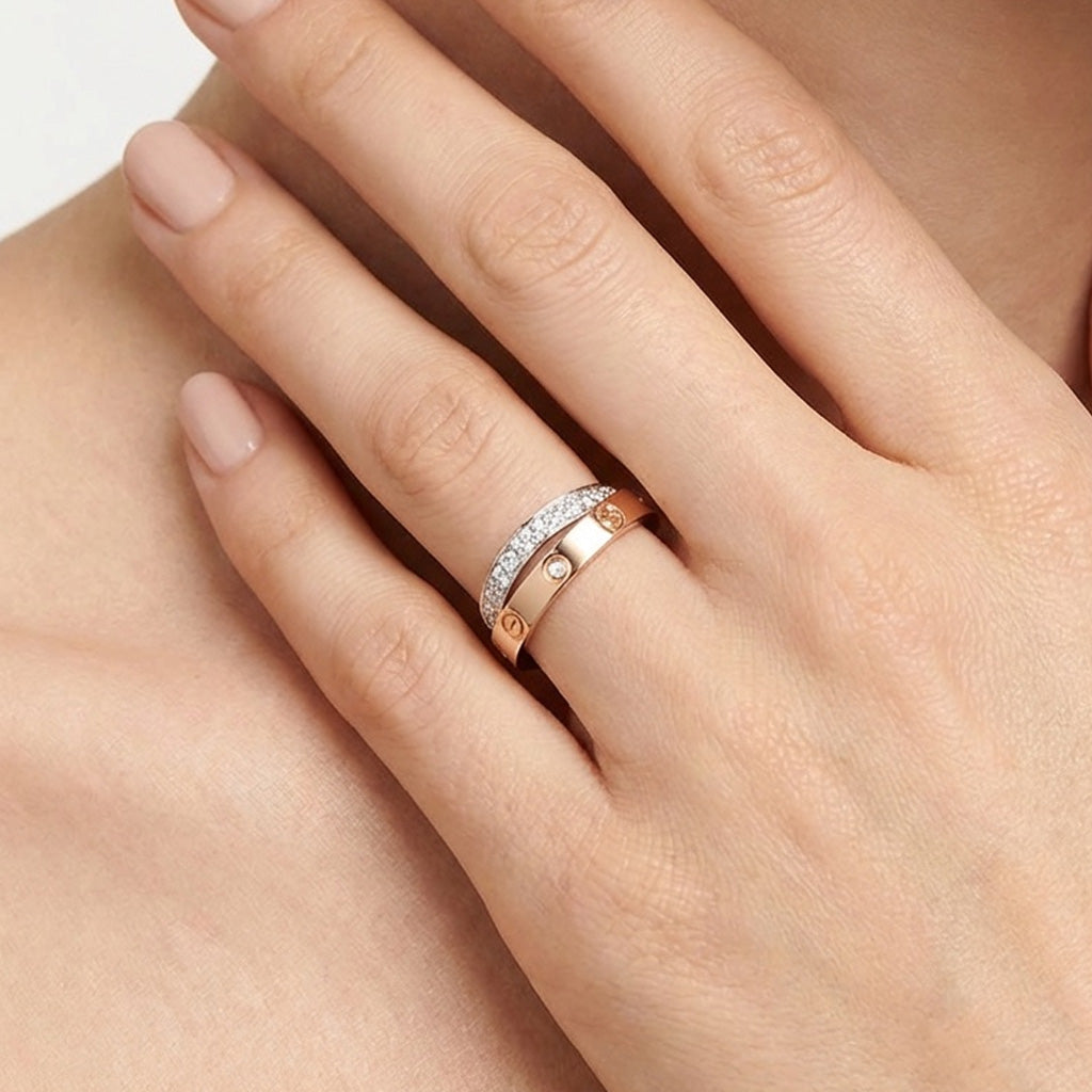 Love Pavé Double Band Ring