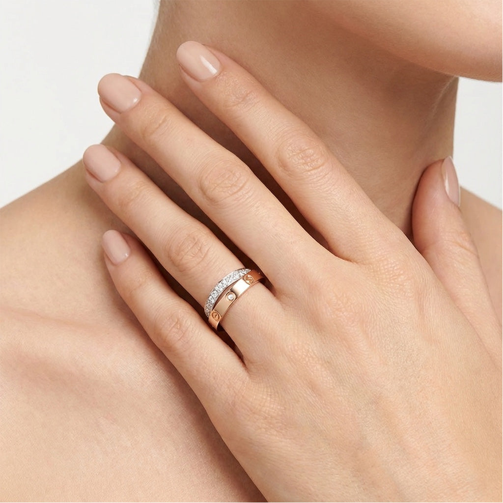 Love Pavé Double Band Ring