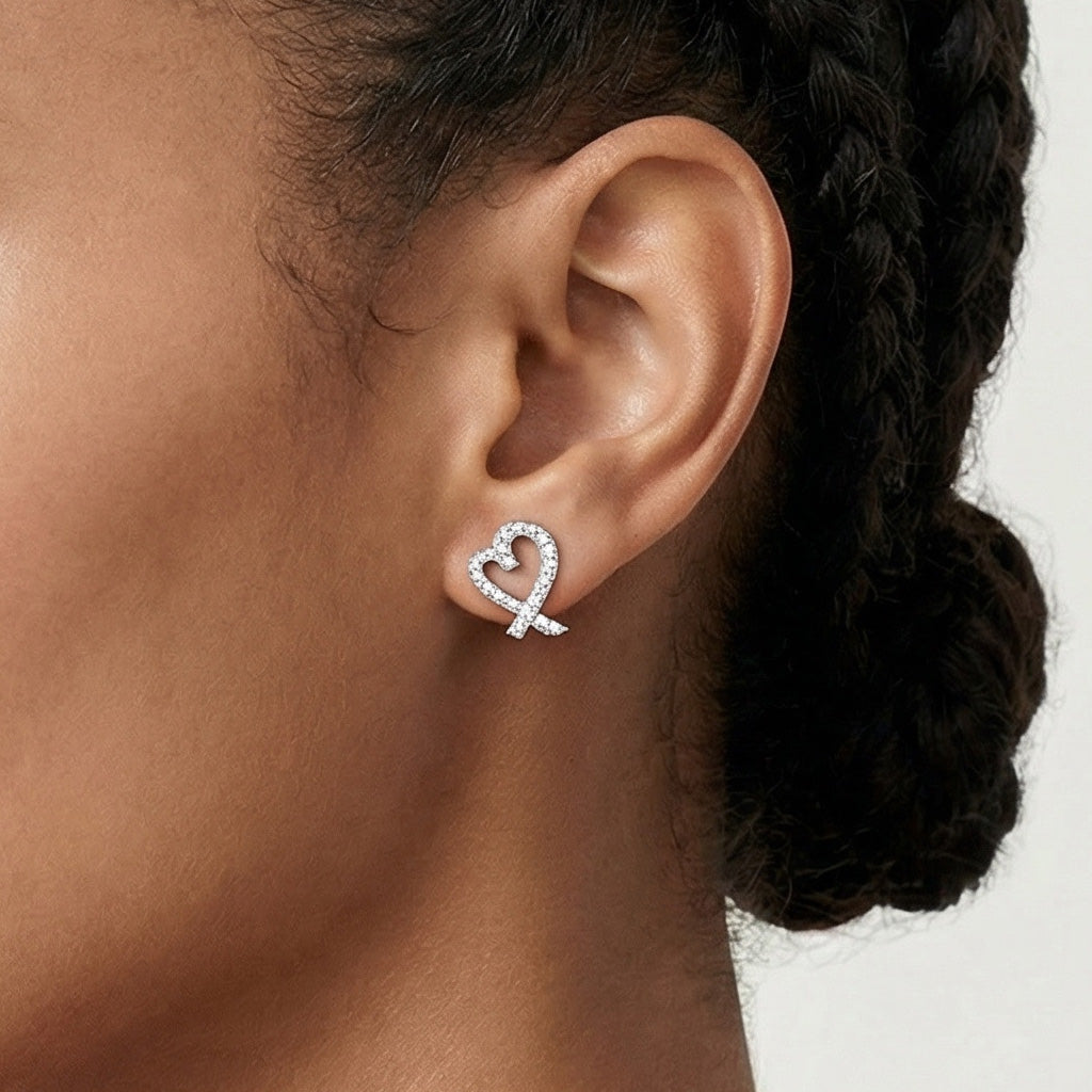Loving Heart Pave Earrings