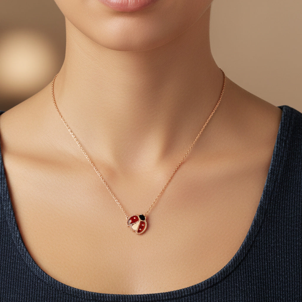 Lucky Spring Ladybug Pendant Necklace