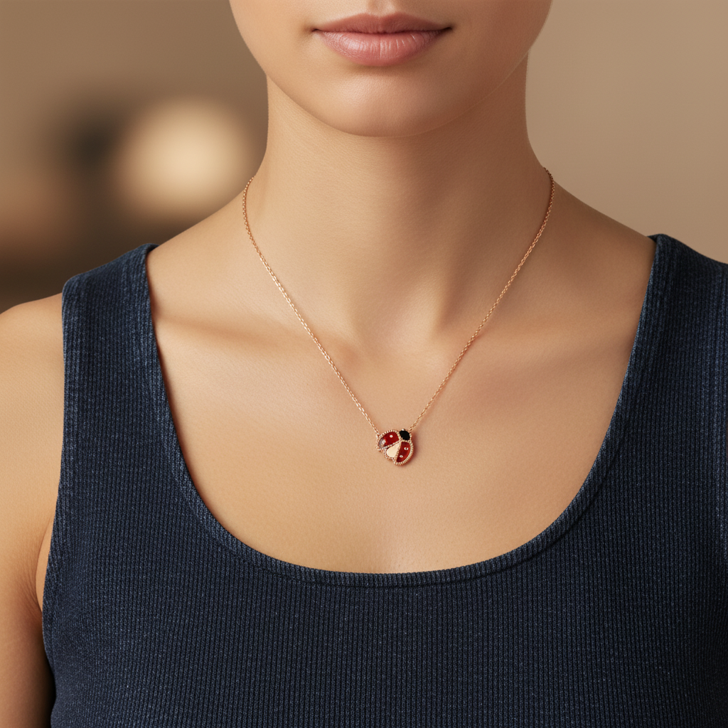 Lucky Spring Ladybug Pendant Necklace