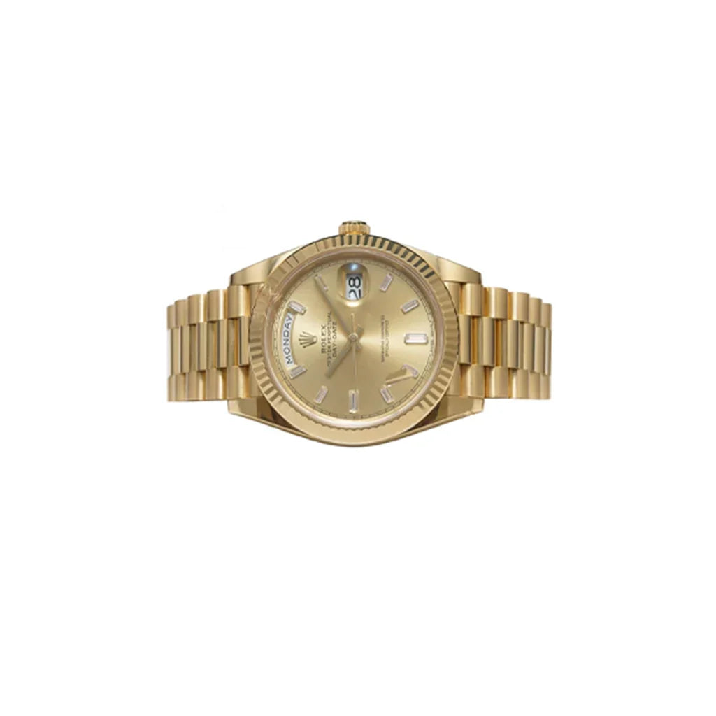Luxury Automatic Day-Date Watch With Champagne Diamond Dial