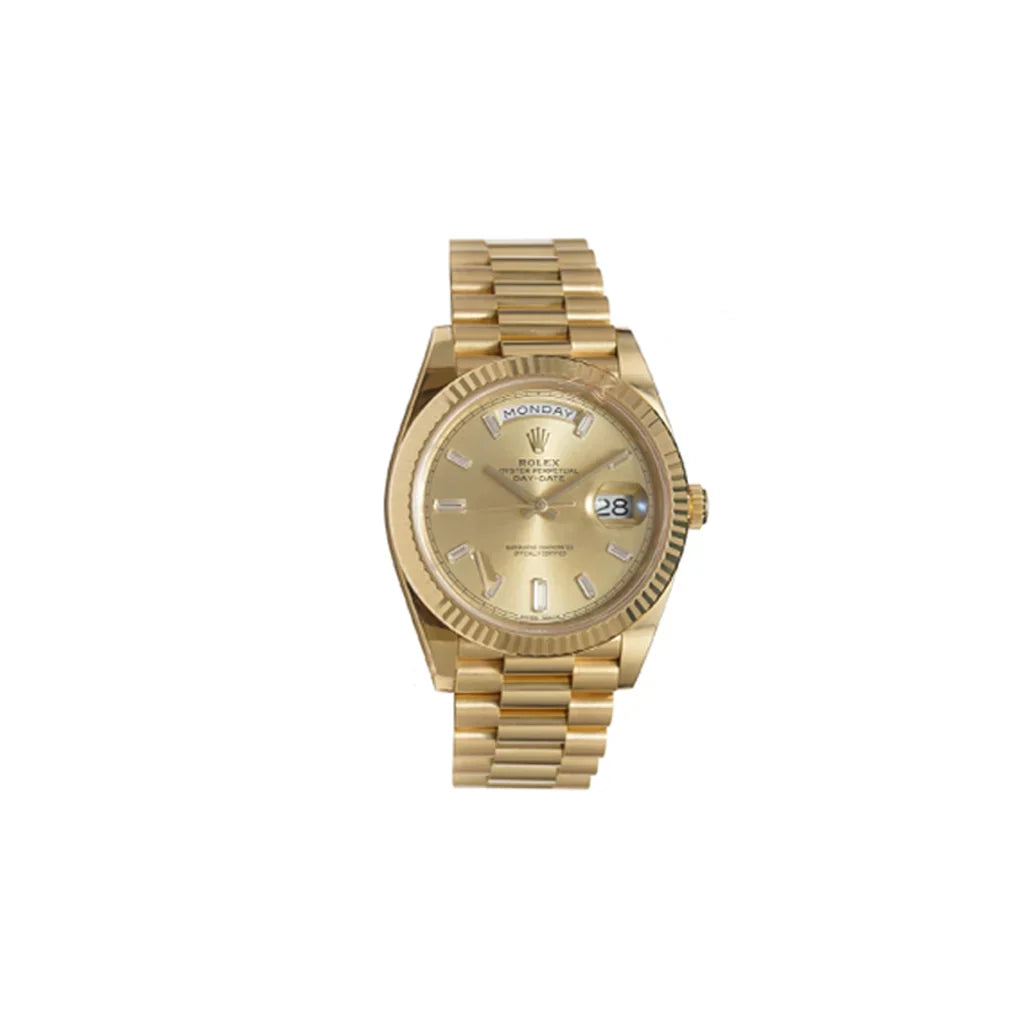 Luxury Automatic Day-Date Watch With Champagne Diamond Dial