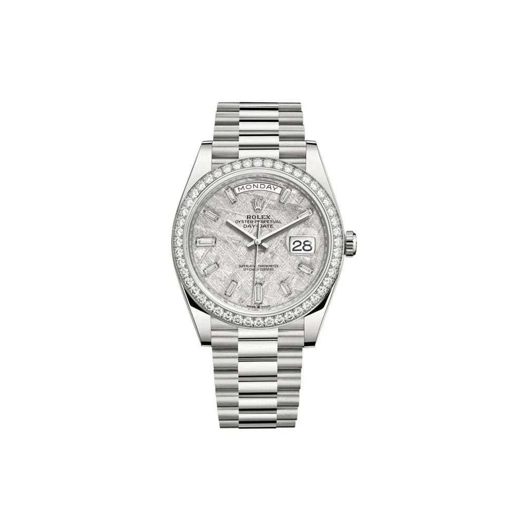 Luxury Automatic Day Date Watch With Meteorite Diamond Dial