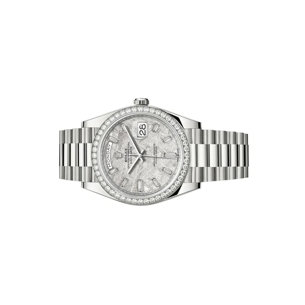 Luxury Automatic Day Date Watch With Meteorite Diamond Dial