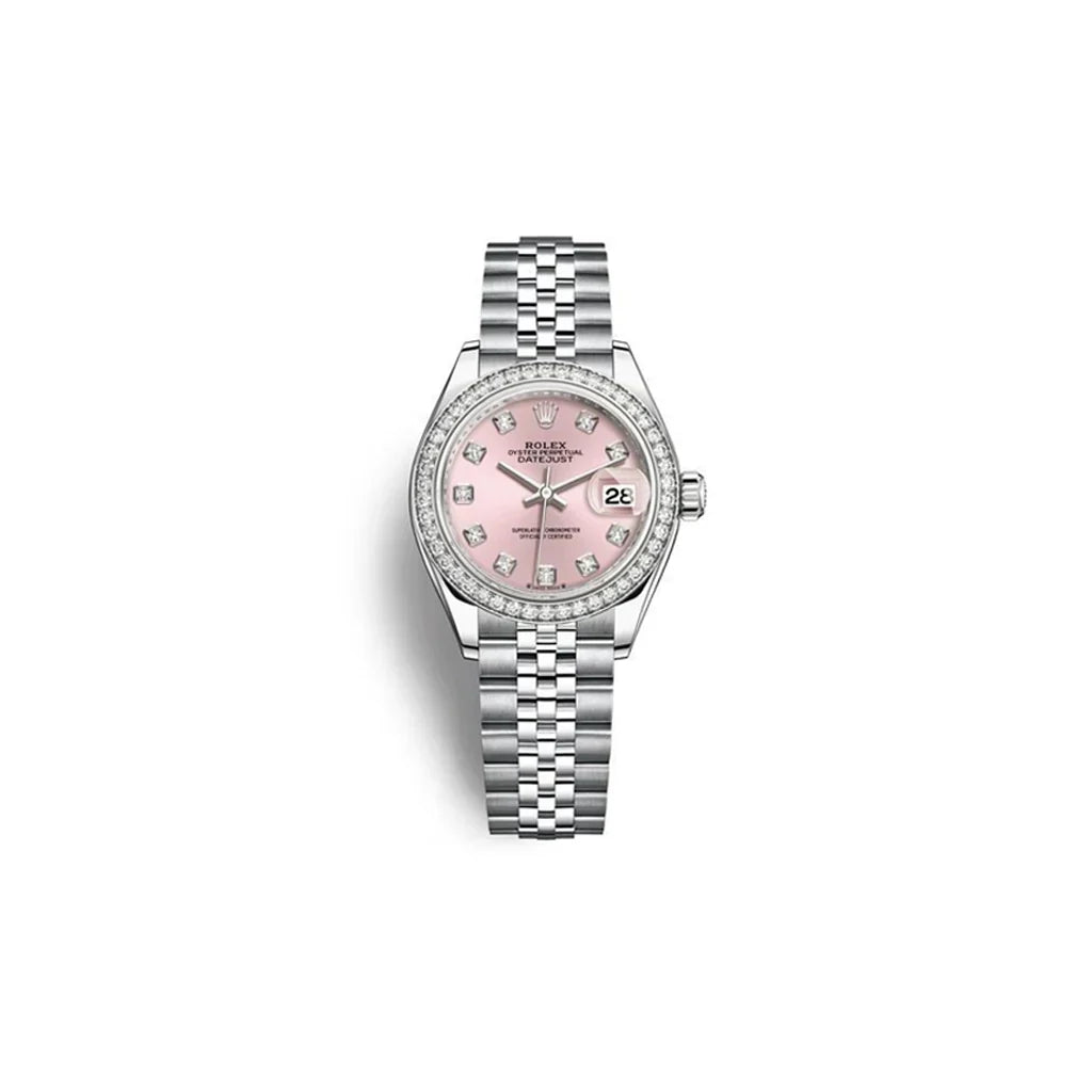 Luxury Automatic Ladies Watch With Diamond Bezel And Pink Dial