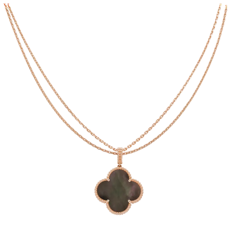 Magic Alhambra Black Pearl Clover Necklace