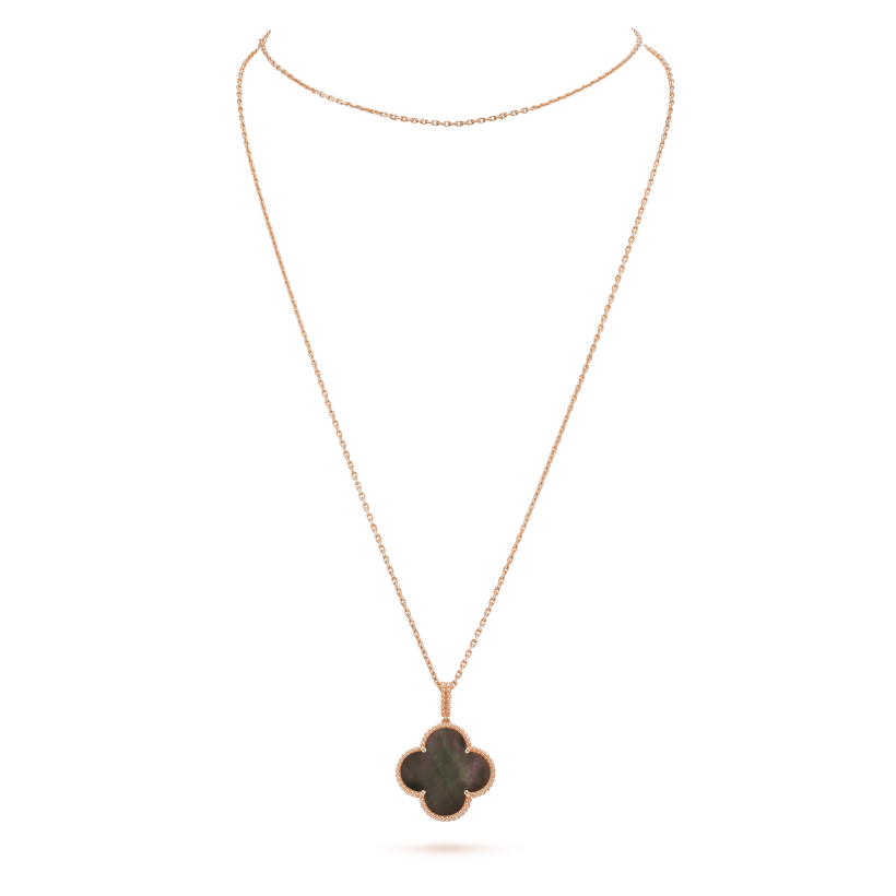 Magic Alhambra Black Pearl Clover Necklace