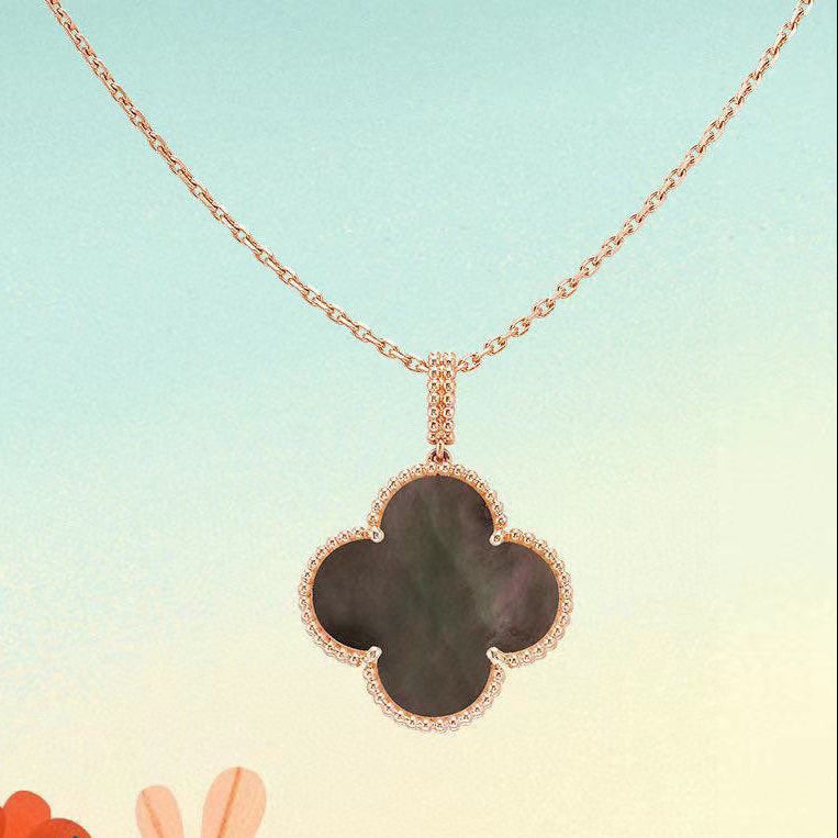 Magic Alhambra Black Pearl Clover Necklace