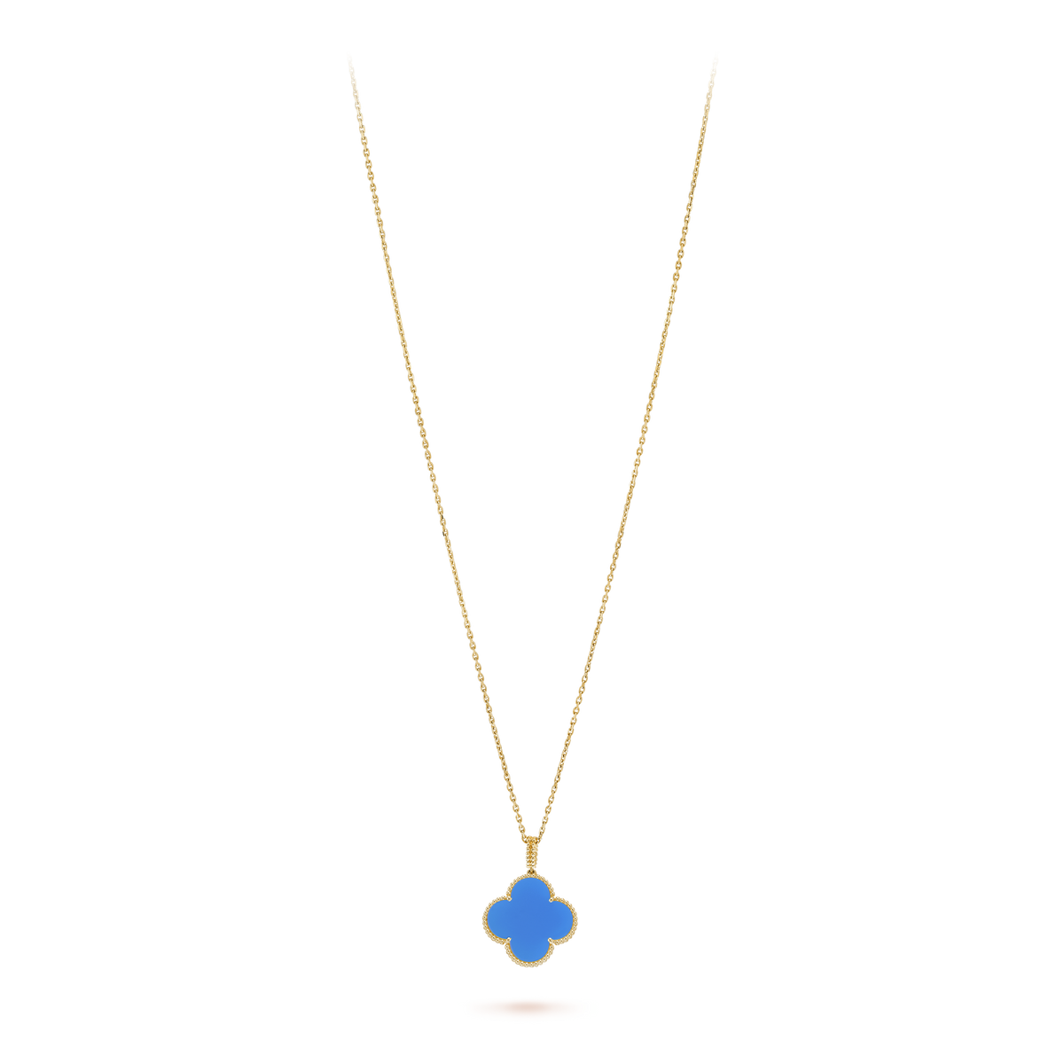 Magic Alhambra Blue Agate Clover Necklace