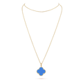 Magic Alhambra Blue Agate Clover Necklace