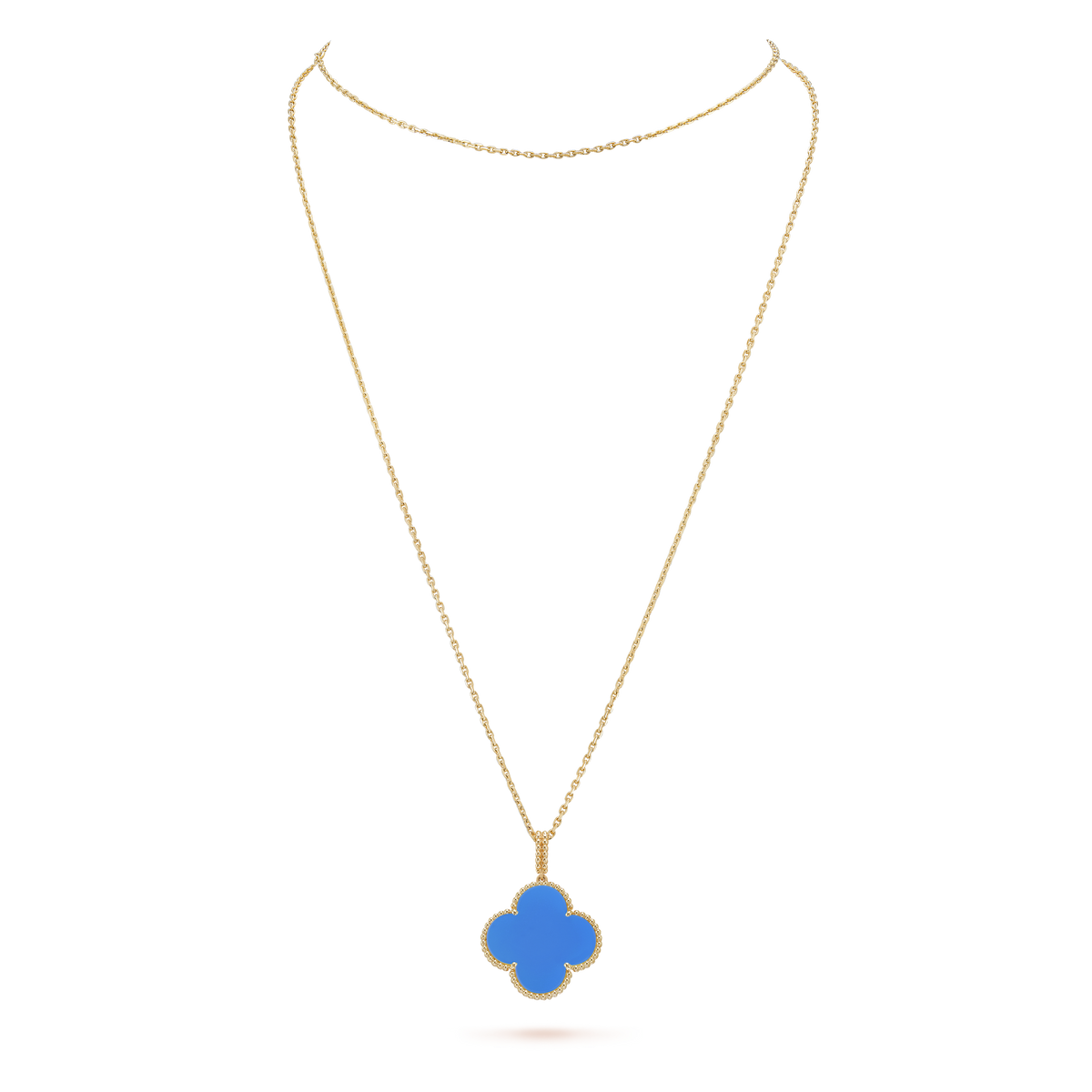 Magic Alhambra Blue Agate Clover Necklace