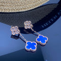 Magic Alhambra Blue Agate Earrings