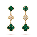 Magic Alhambra Malachite Three Motifs Clover Earrings