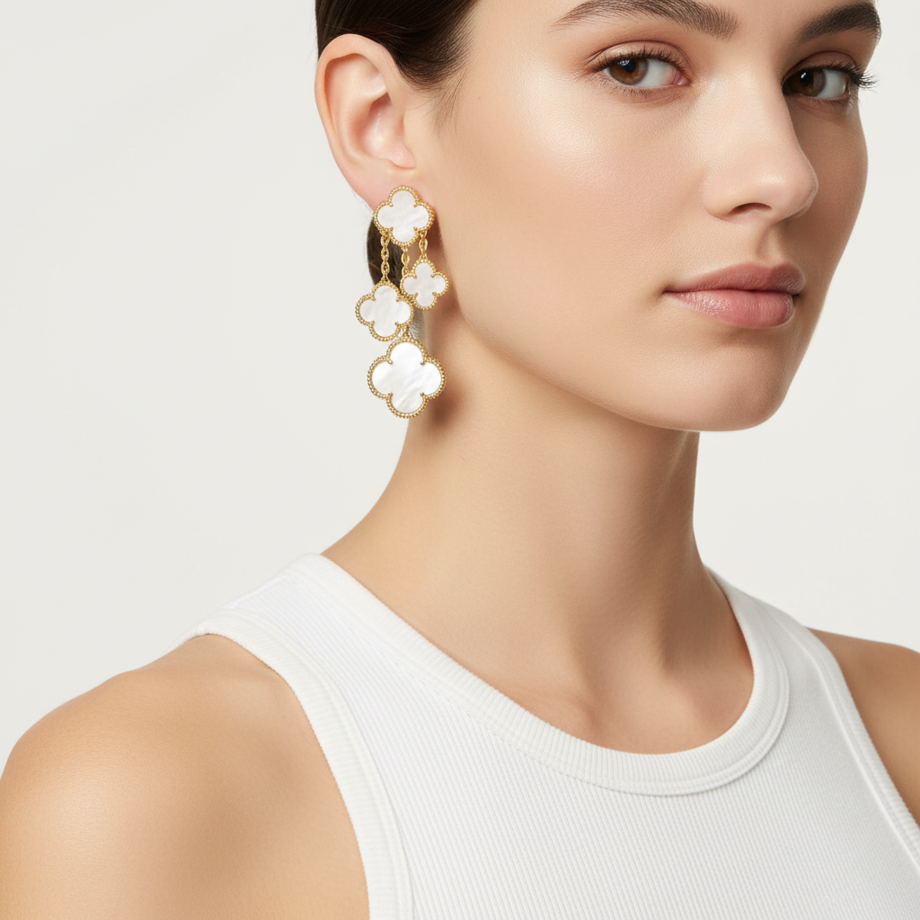 Magic Alhambra Mother Of Pearl Four Motifs Earrings