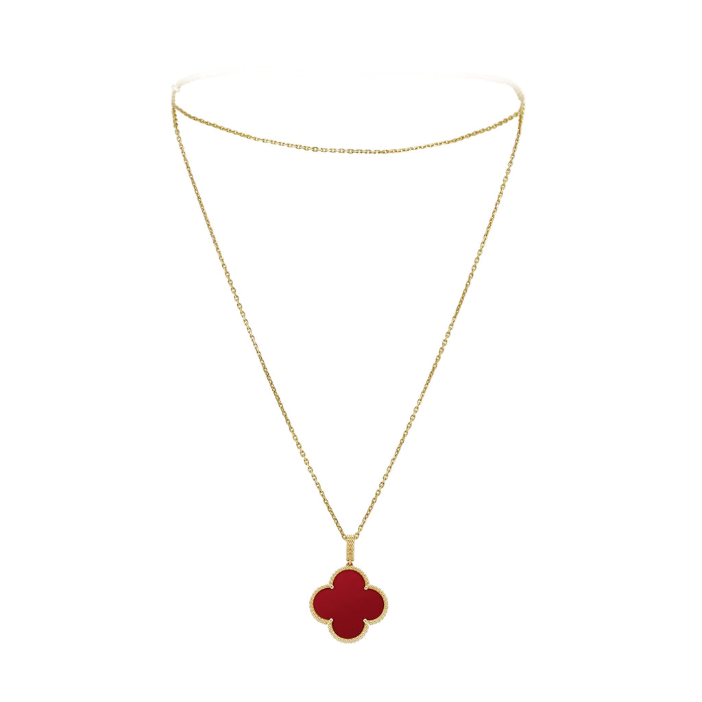 Magic Alhambra One Motif Carnelian Clover Necklace
