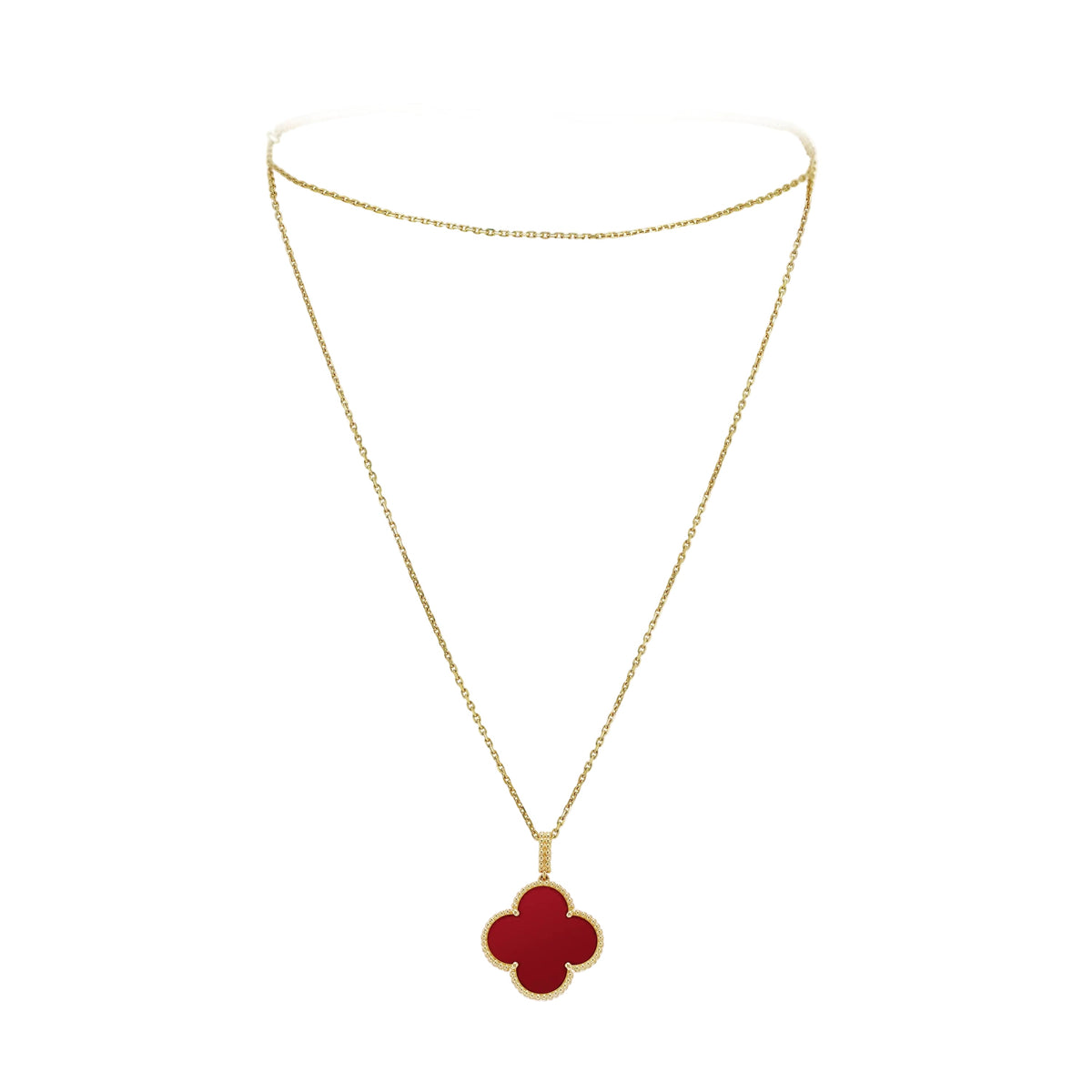 Magic Alhambra One Motif Carnelian Clover Necklace