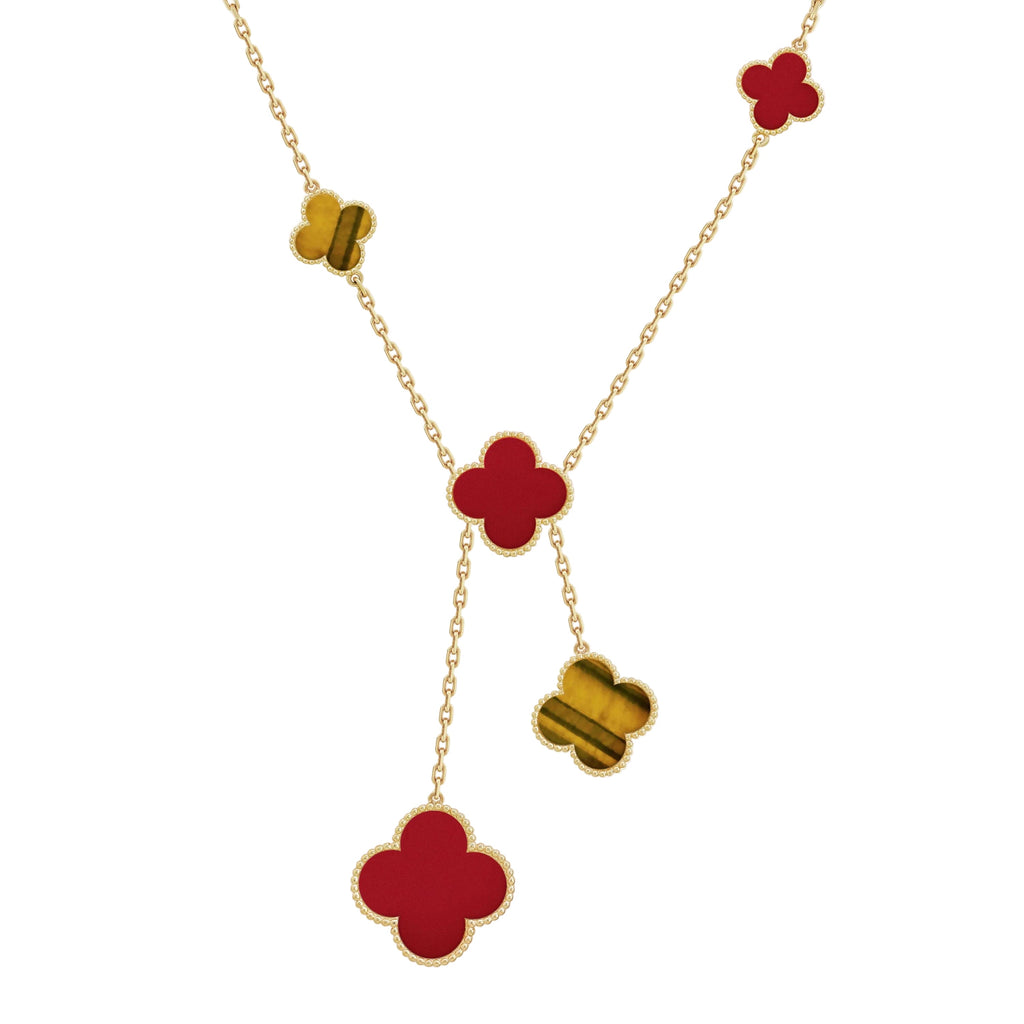 Magic Alhambra Six Motifs Carnelian Clover Necklace