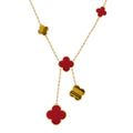 Magic Alhambra Six Motifs Carnelian Clover Necklace