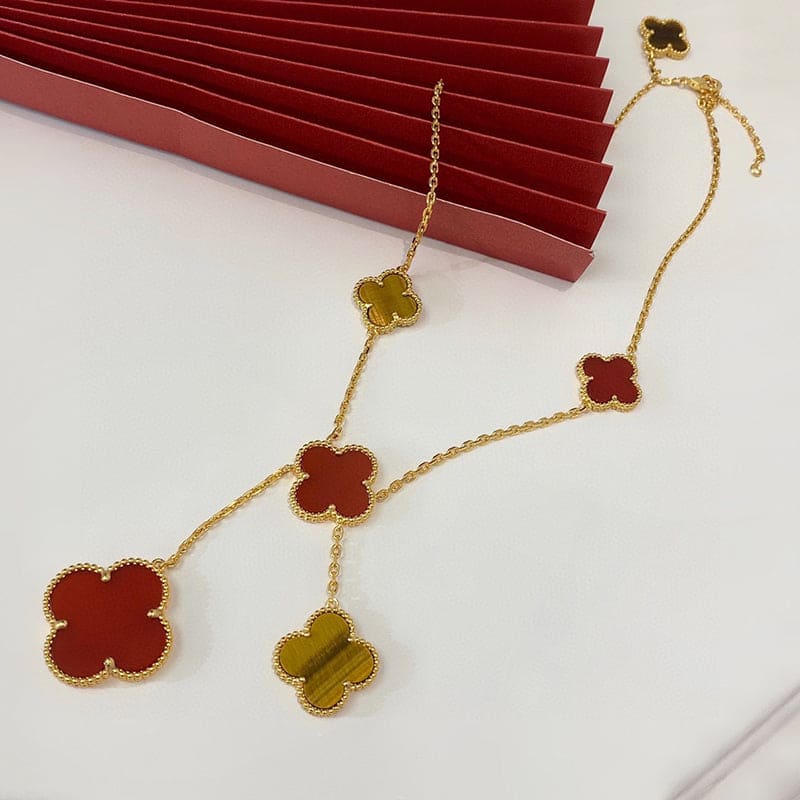 Magic Alhambra Six Motifs Carnelian Clover Necklace