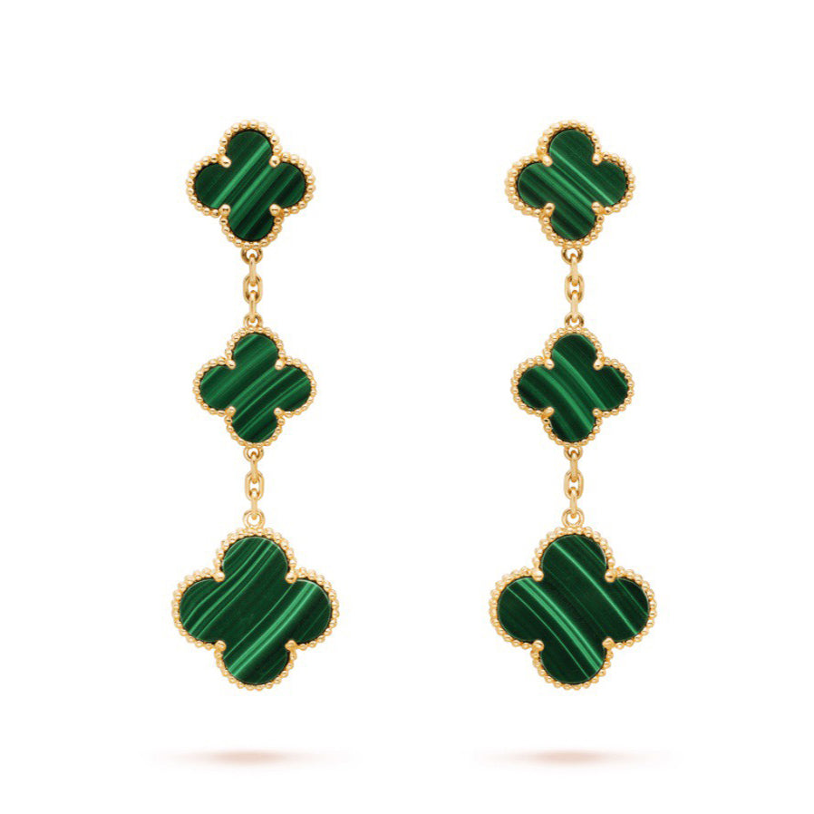 Magic Clover Malachite Drop Earrings
