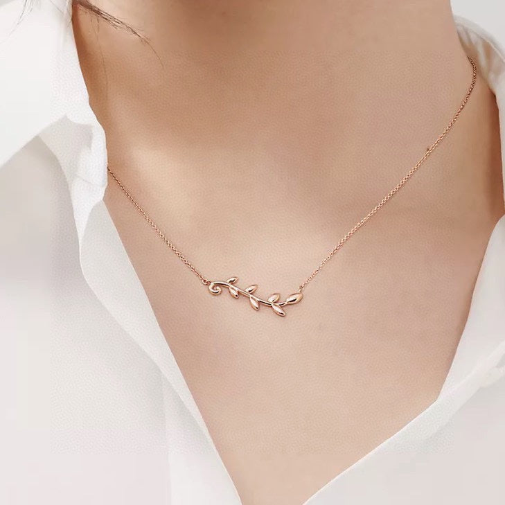 Olive Leaf Vine Pendant Necklace