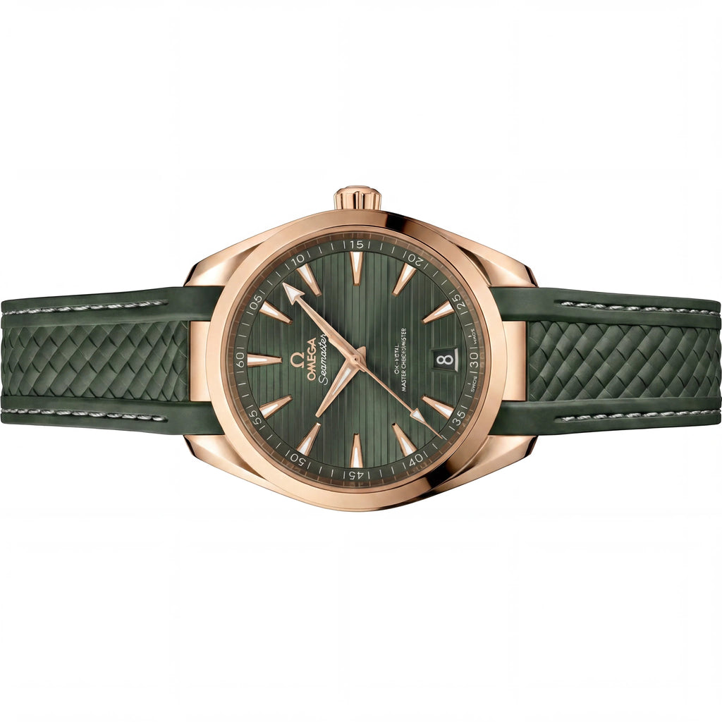 OM Green Dial Rose Tone Strap Watch