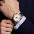 OM White Dial Rose Tone Bezel Watch