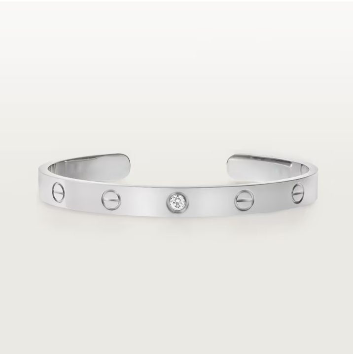 Open Cuff One Diamond Love Bracelet