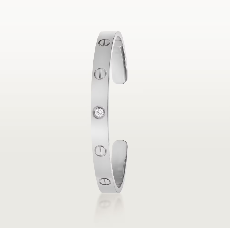 Open Cuff One Diamond Love Bracelet