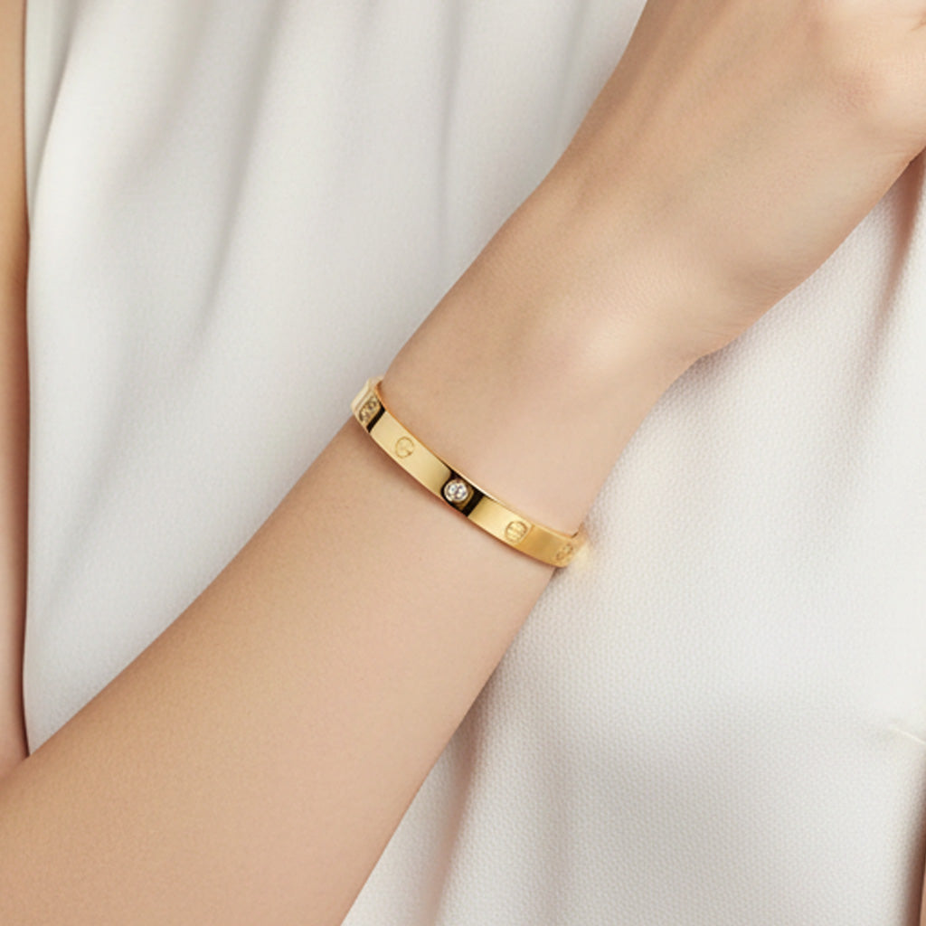 Open Cuff One Diamond Love Bracelet
