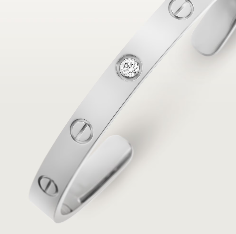 Open Cuff One Diamond Love Bracelet