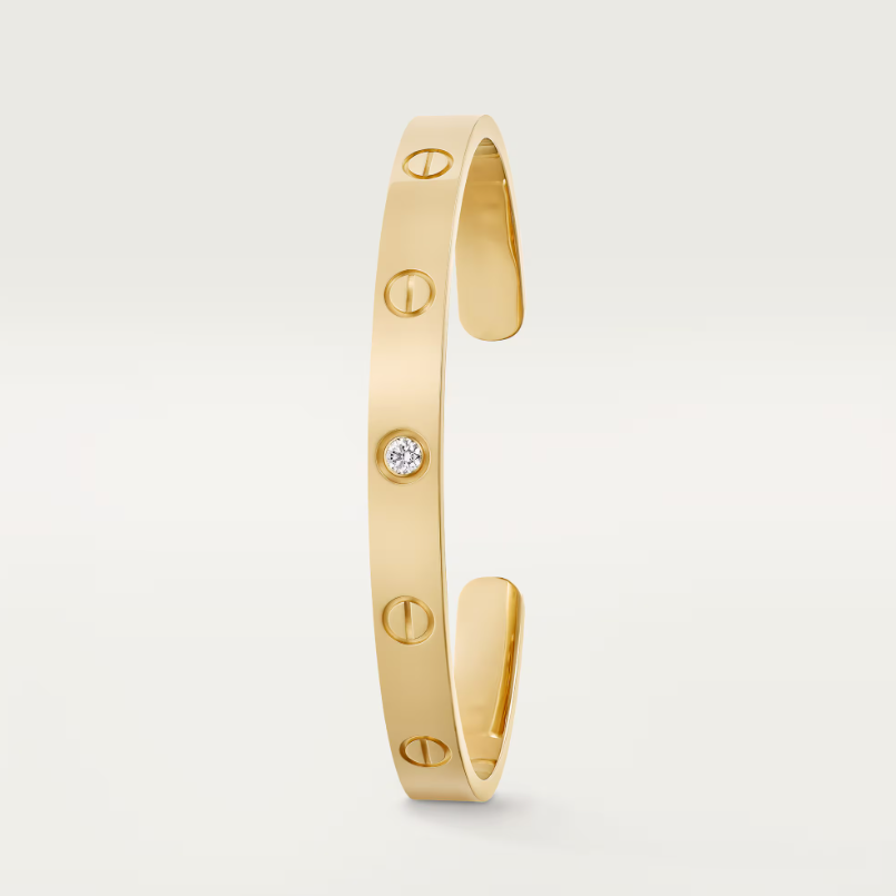 Open Cuff One Diamond Love Bracelet